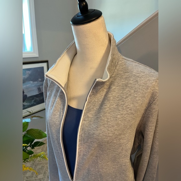 STYLE & Co. SPORT Lightweight Jacket Textured Lite Grey Pockets White Trim - Picture 12 of 12